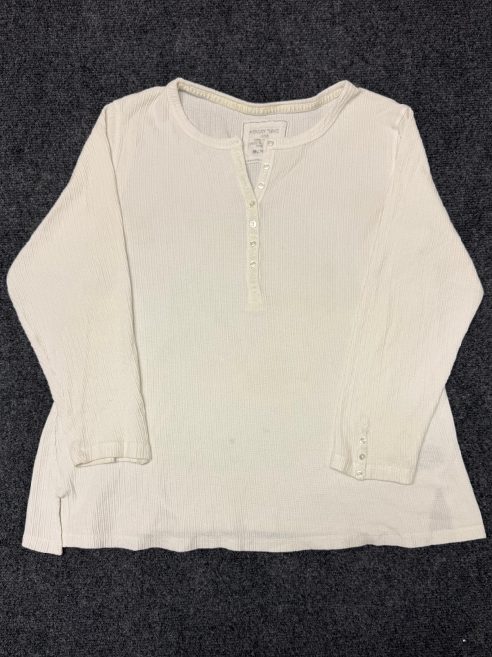 Avenue white thermal longsleeve henley‎ shirt